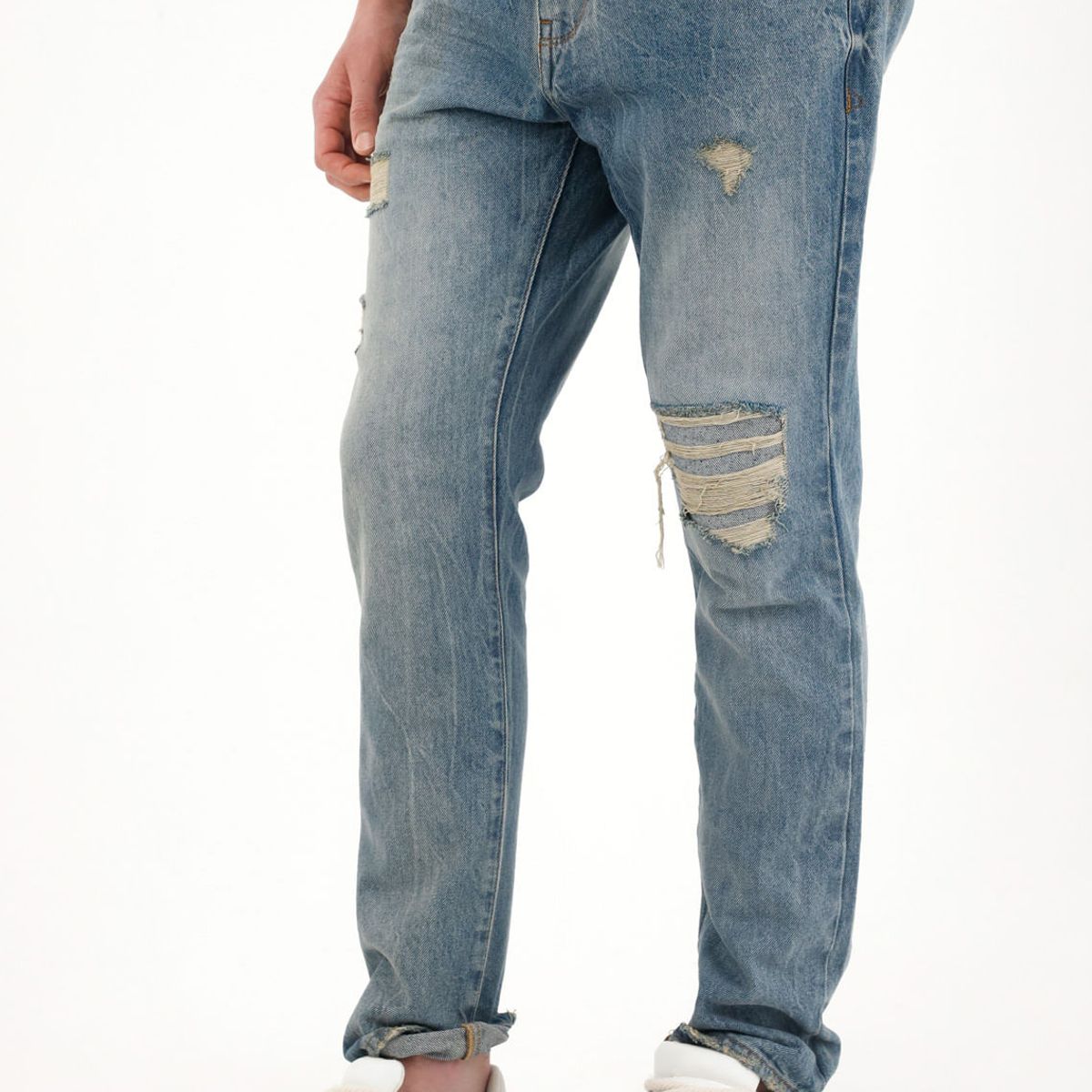 TENNIS - Jean Classic de tiro medio con rotos y bordado posterior para hombre