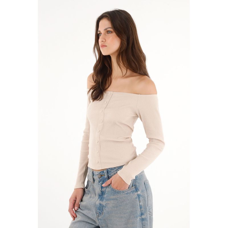 TENNIS - Camiseta cuello bandeja crudo para mujer