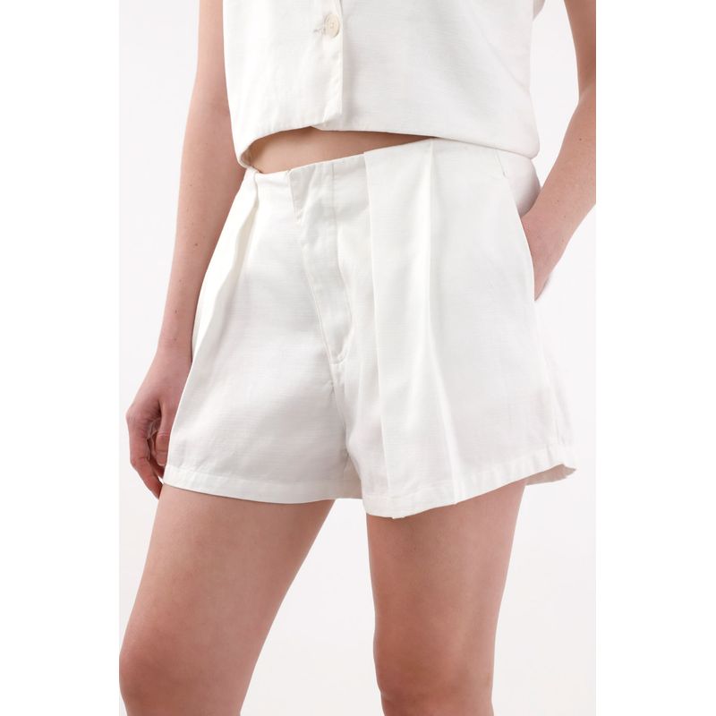 TENNIS - Short tiro alto con tablas crudo para mujer