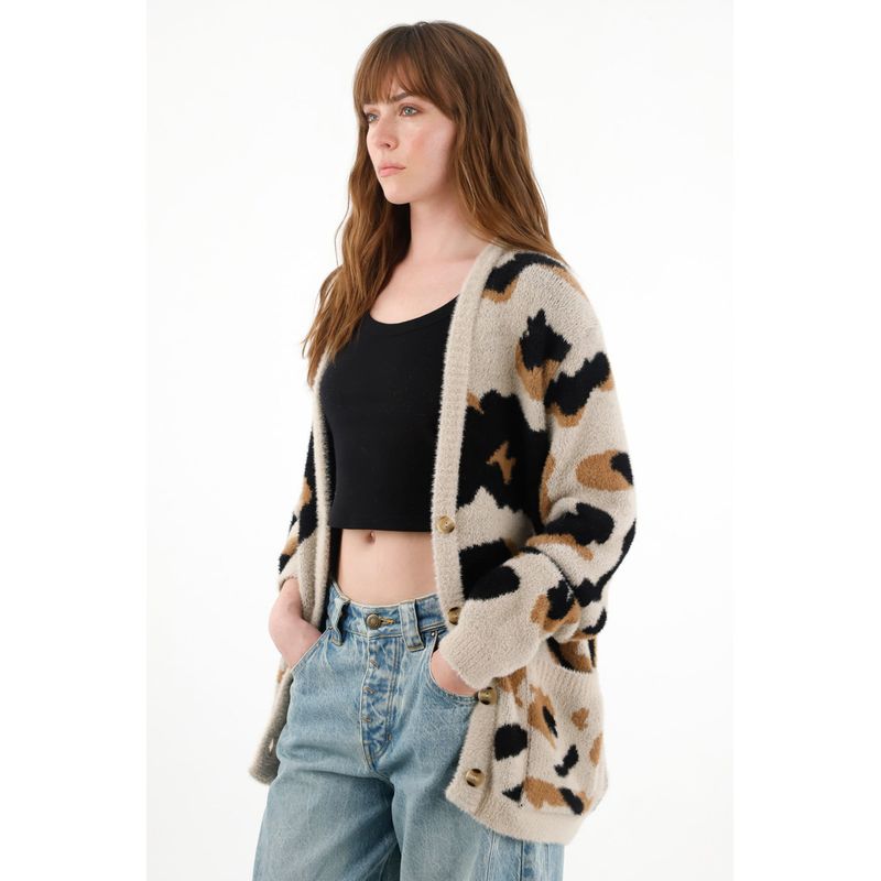 TENNIS - Buzo afelpado oversize de animal print para mujer