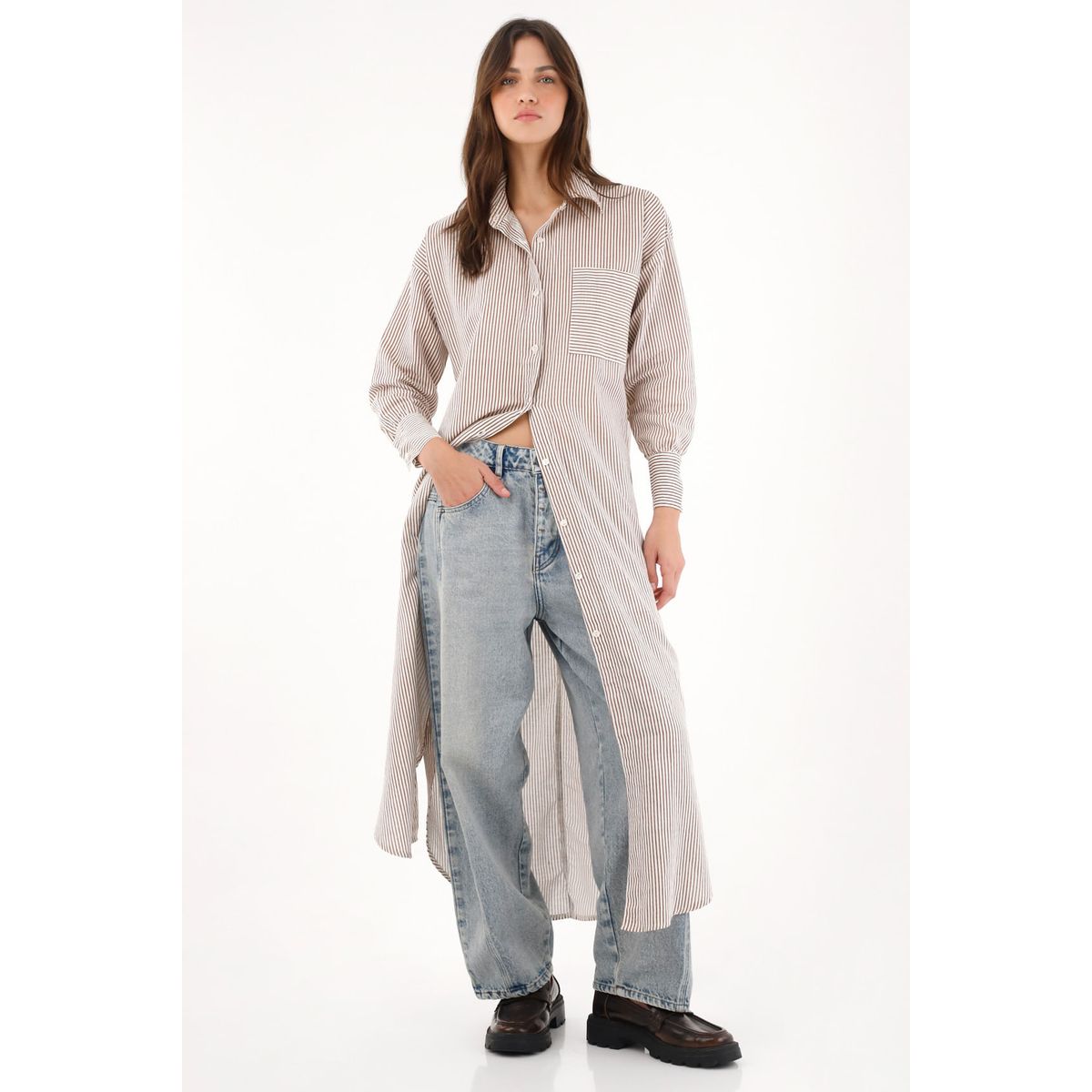 TENNIS - Camisa larga con estampado de rayas para mujer