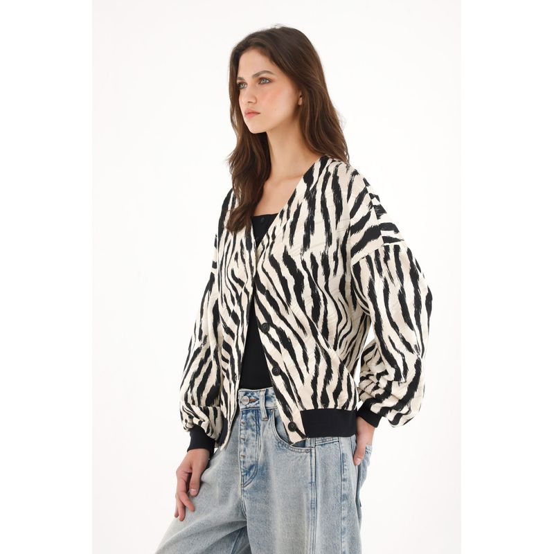 TENNIS - Buzo con estampado animal print de botones para mujer