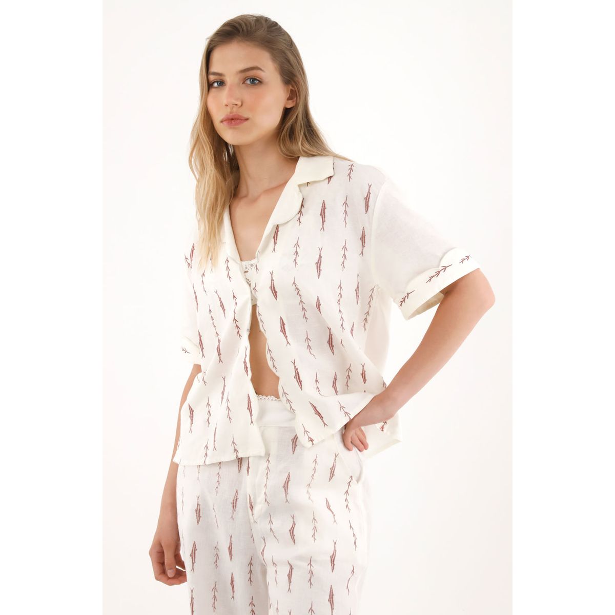 TENNIS - Camisa manga corta con estampado de peces para mujer