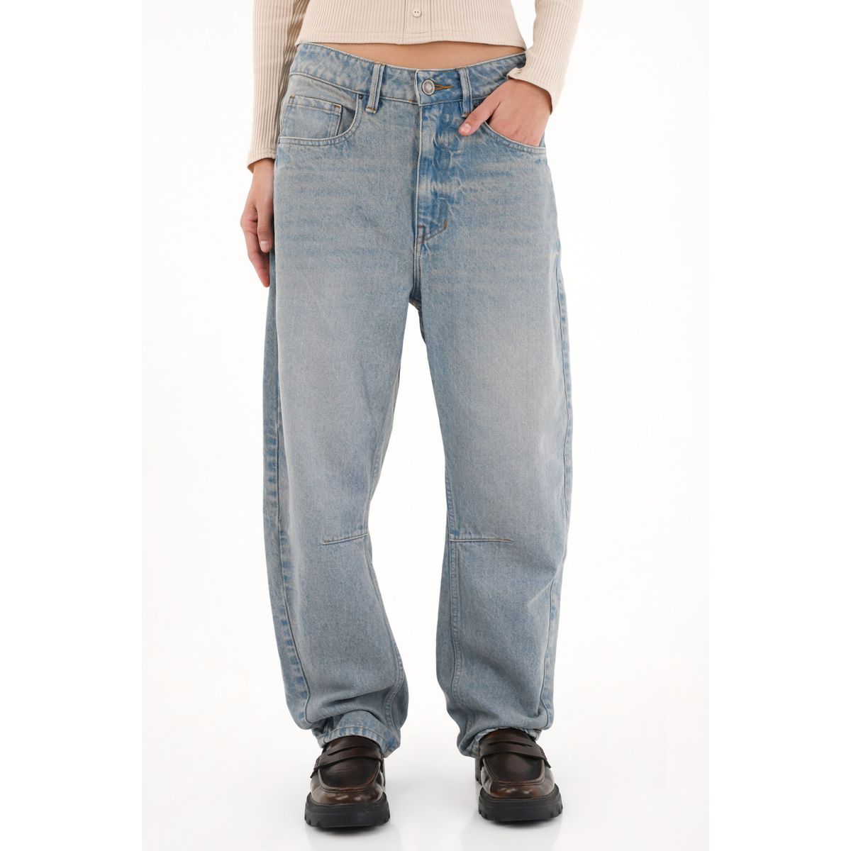 TENNIS - Jean Horseshoe de tiro bajo azul para mujer