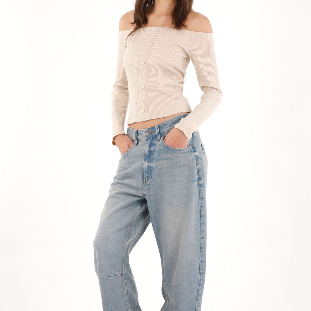 TENNIS - Jean Horseshoe de tiro bajo azul para mujer