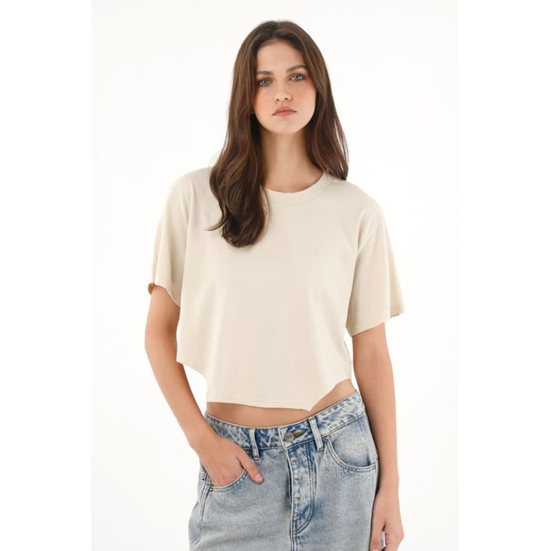 TENNIS - Camiseta amplia con cortes laterales gris para mujer
