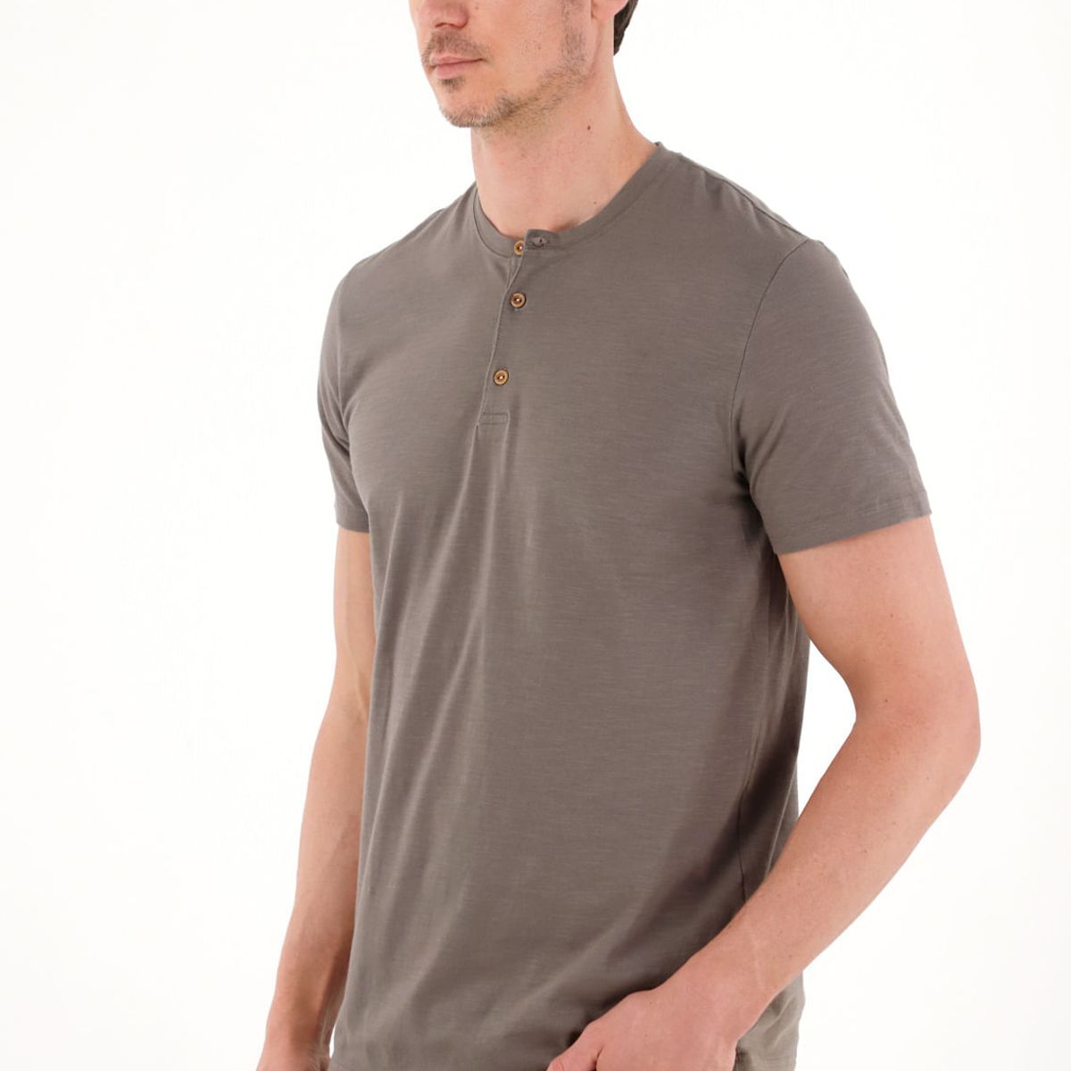 TENNIS - Camiseta de cuello neru gris para hombre
