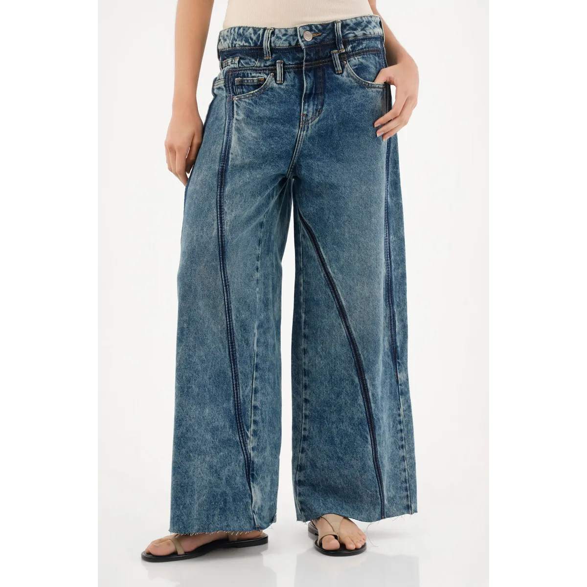 TENNIS - Jean Wide Leg multibolsillos azul para mujer
