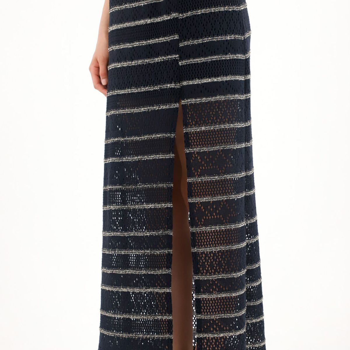 TENNIS - Falda larga tejida con diseño a rayas para mujer