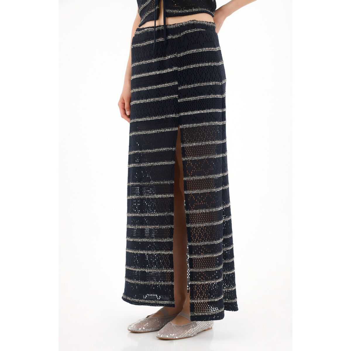 TENNIS - Falda larga tejida con diseño a rayas para mujer