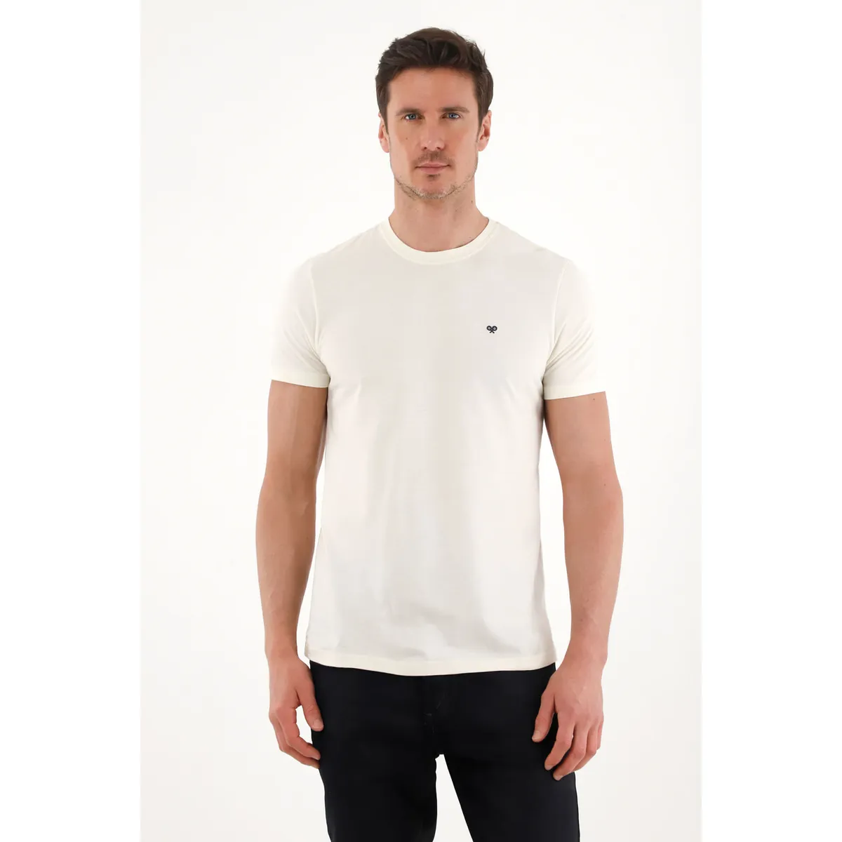 TENNIS - Camiseta con cuello redondo estampada crudo para hombre