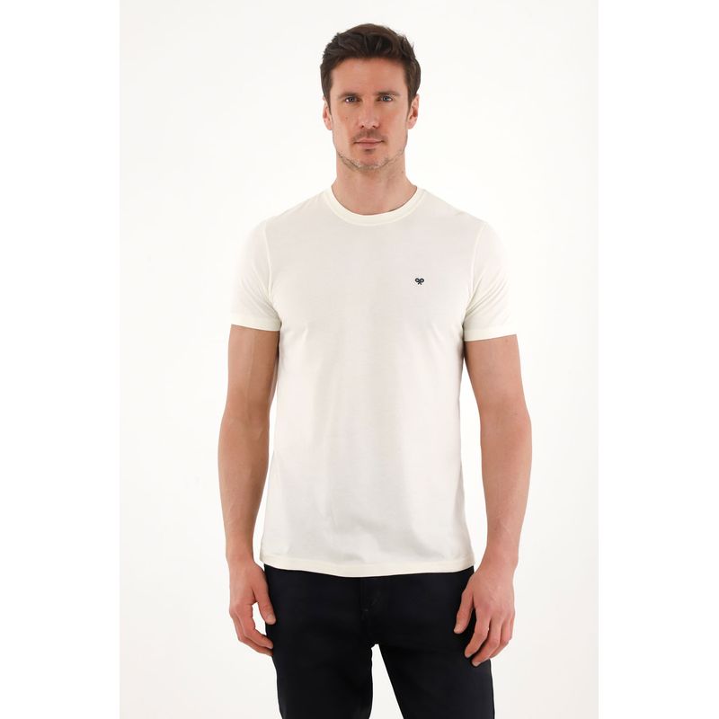 TENNIS - Camiseta con cuello redondo estampada crudo para hombre