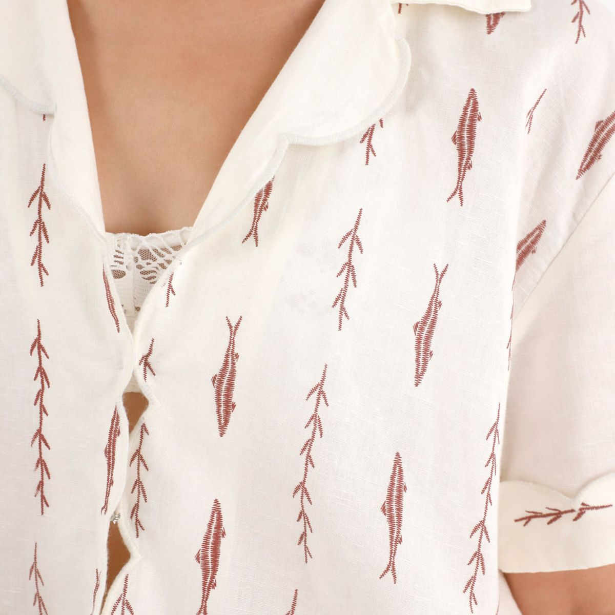 TENNIS - Camisa manga corta con estampado de peces para mujer