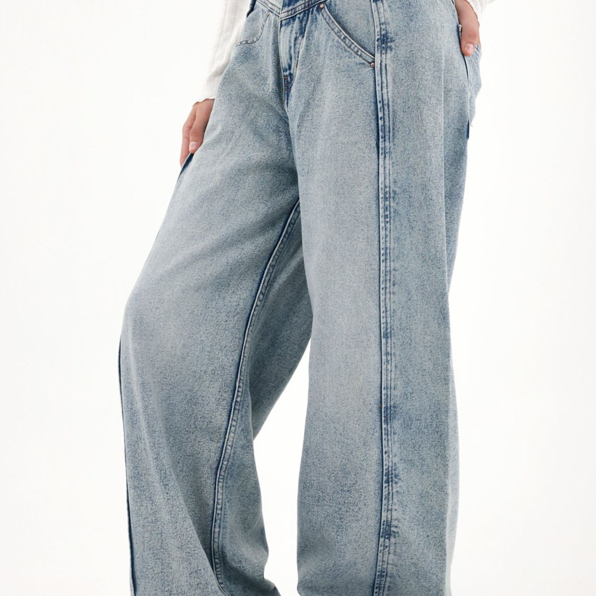 TENNIS - Jean Wide Leg de tiro alto azul para mujer