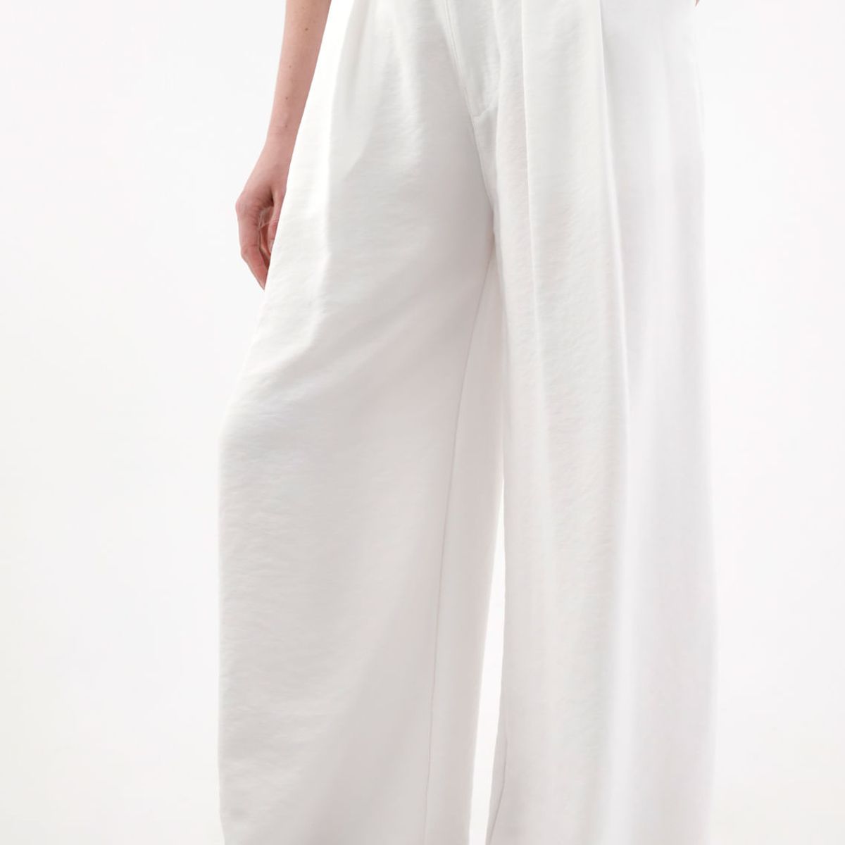 TENNIS - Pantalón Wide Leg con tablas crudo para mujer