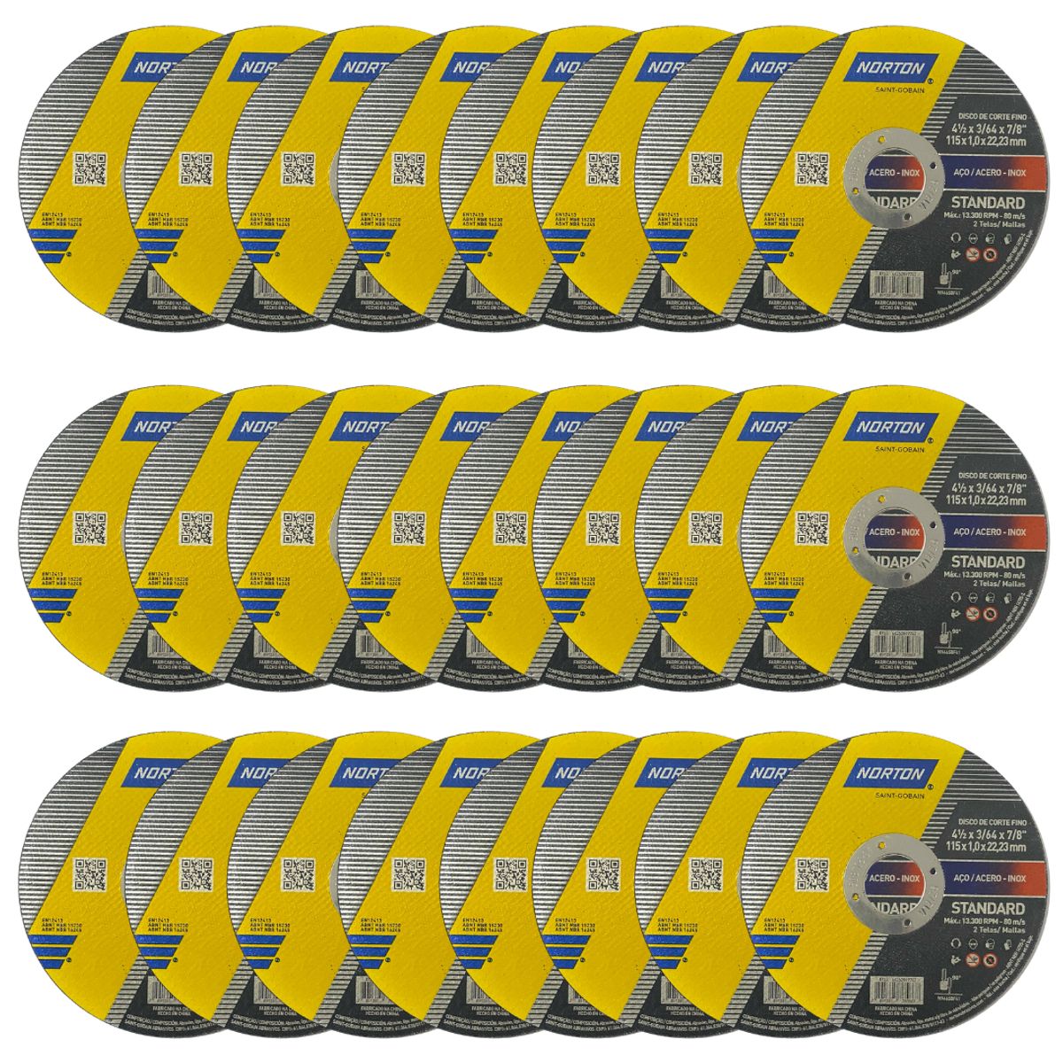 NORTON - Discos de corte fino 4 1/2 pulg x 1mm para acero inoxidable Norton Kit x24