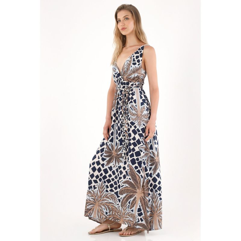 TENNIS - Vestido largo con estampado de palmeras para mujer