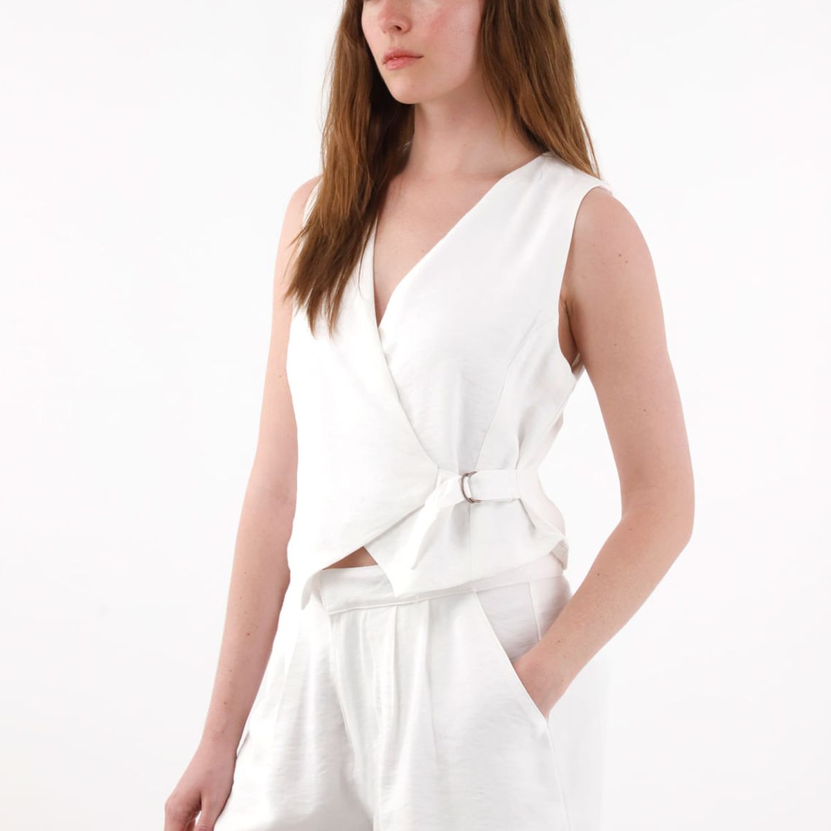 TENNIS - Chaleco cruzado crudo para mujer