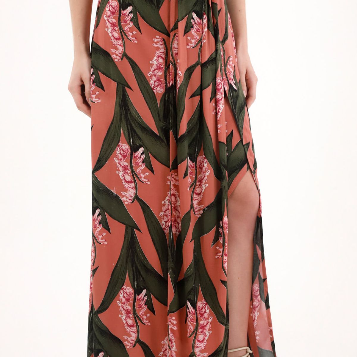 TOPMARK - Falda larga con estampado de flores para mujer