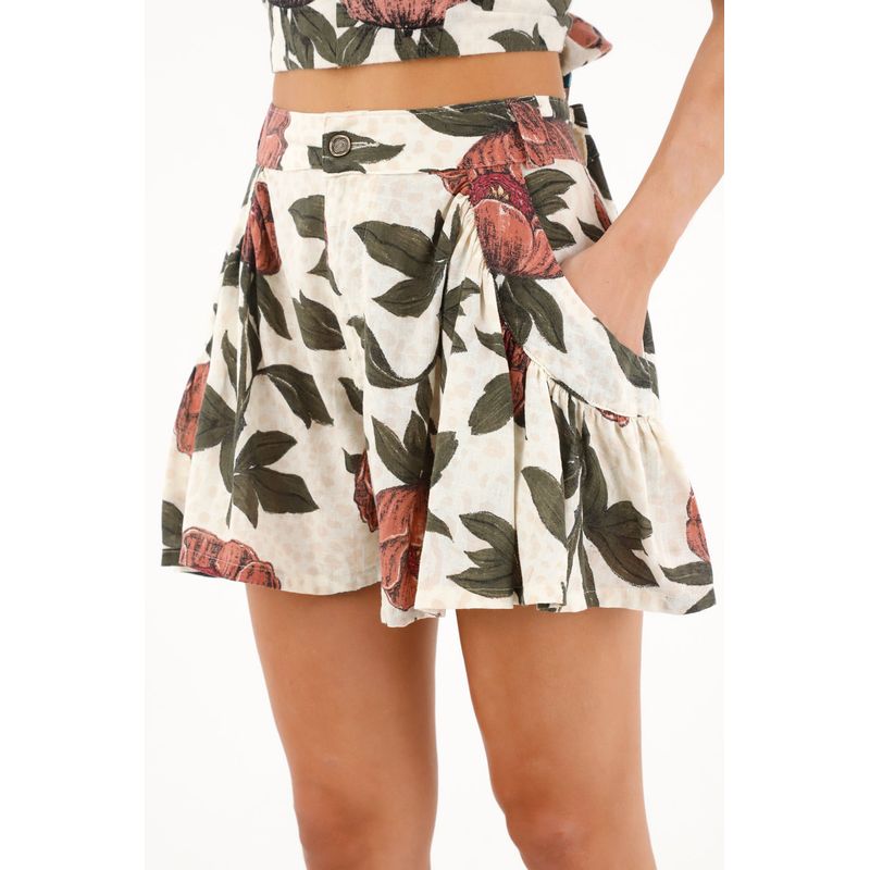TOPMARK - Bermuda con estampado de flores para mujer