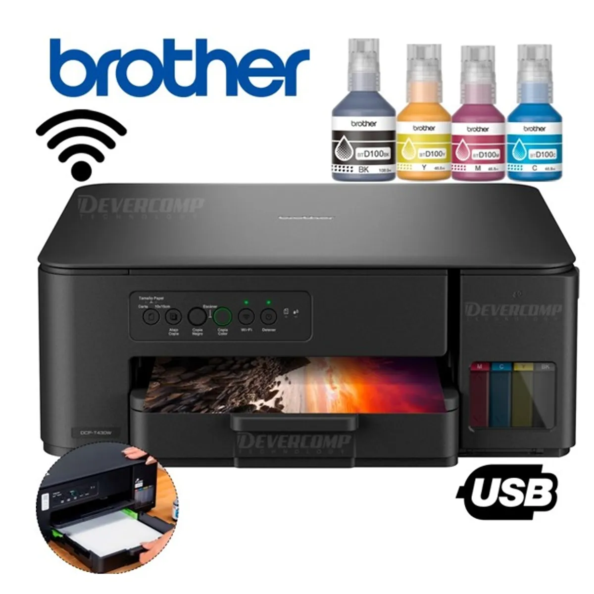 BROTHER - IMPRESORA MULTIFUNCIONAL BROTHER DCP-T430W - WIFI USB - TINTA CONTINUA