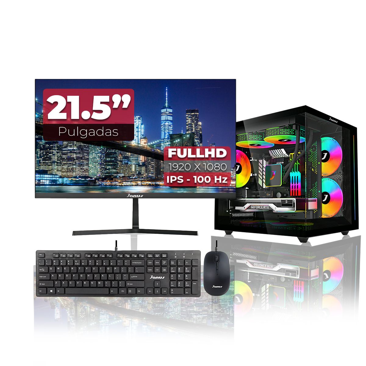 JANUS - PC Gamer AMD Ryzen 5 5600GT RAM 16GB RGB SSD 1TB Monitor 22 Pulgadas 100Hz