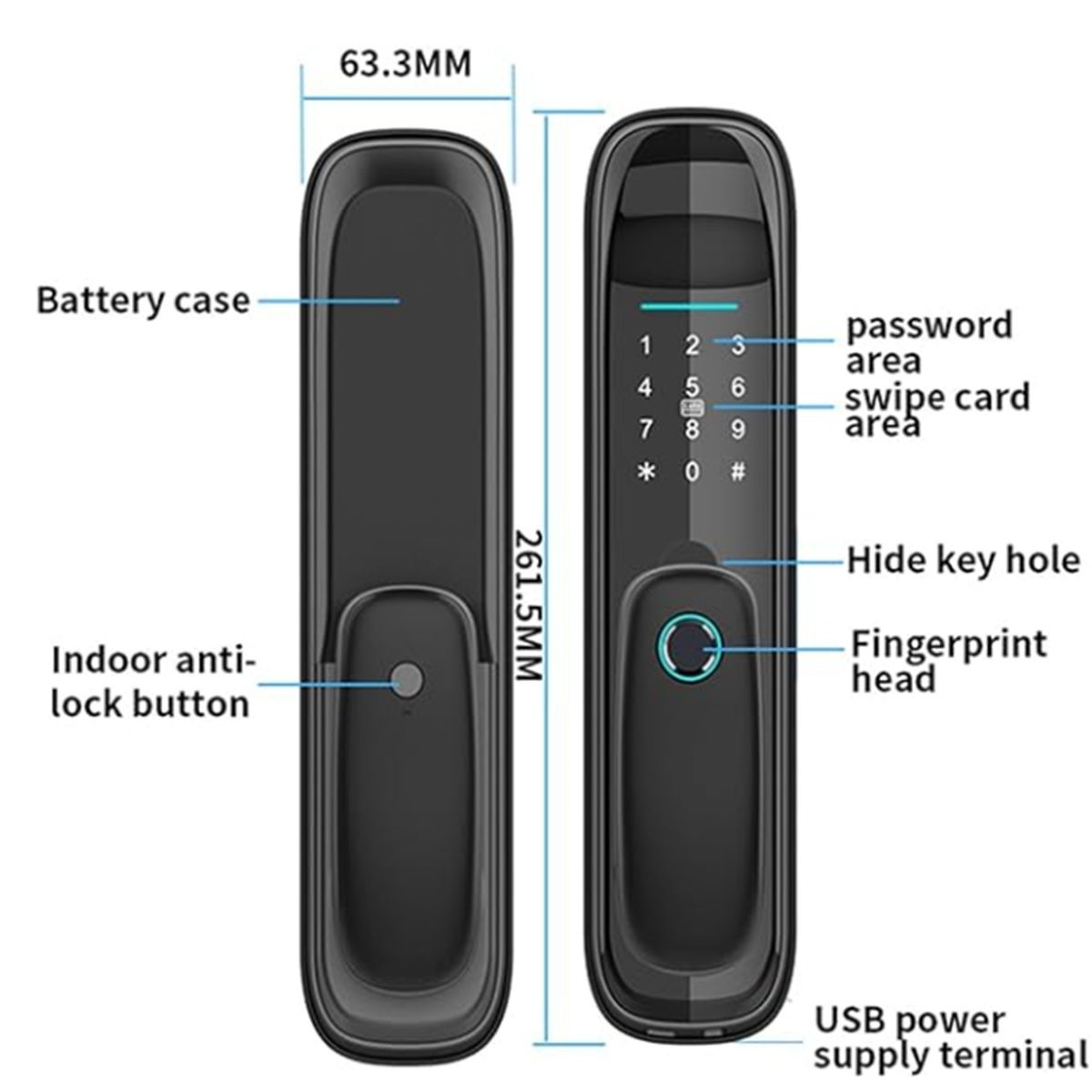 GENERICO - Cerradura De Seguridad Con Huella Digital H16