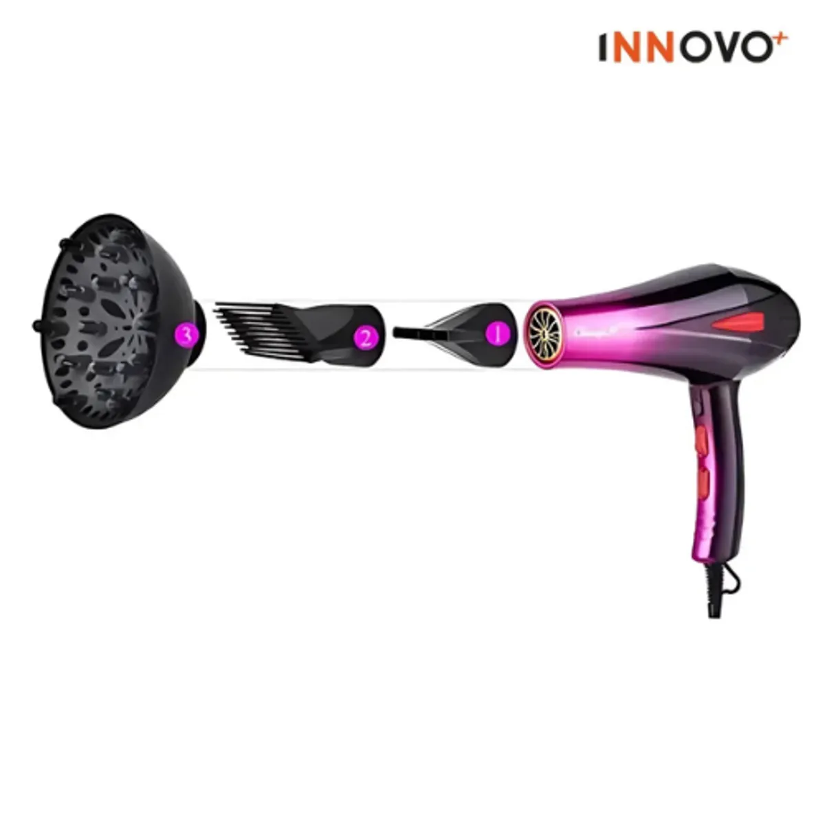 INNOVA - Secador Bopai 4000w Difusor+ Cepillo Rizado Ondulado + Obsequio