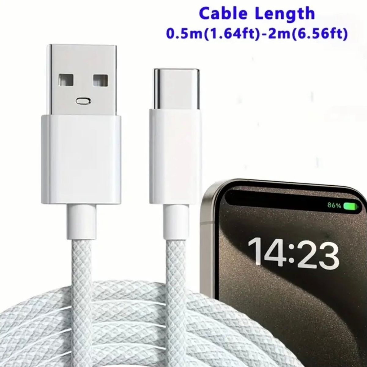 GENERICO - Cable Cargador Usb A Tipo C 1 Metro Trenzado - Carplay