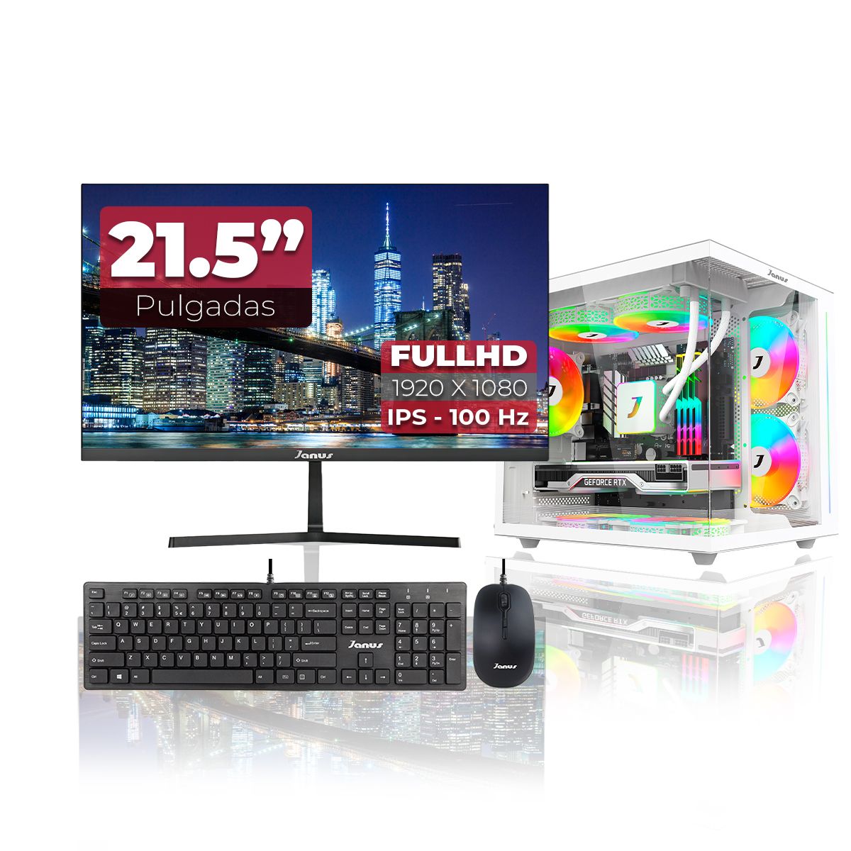 JANUS - Computador Gamer AMD Ryzen 5 8500G RAM 16GB RGB SSD 512GB Monitor 22 Pulgadas 100Hz