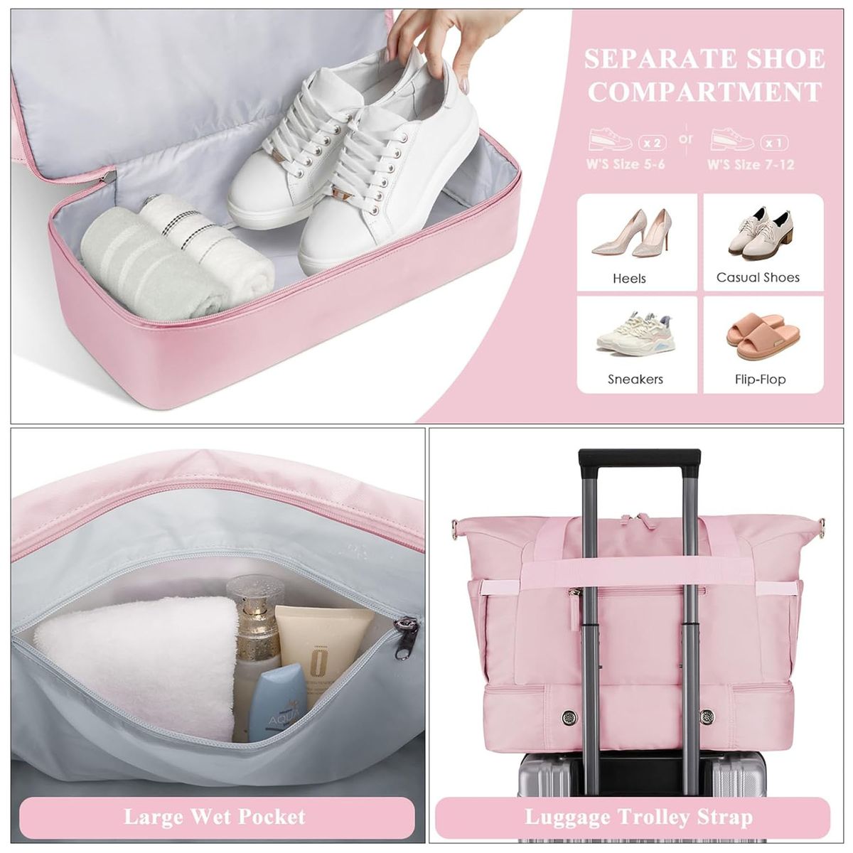 ONE PIXEL - Bolso De Viaje Deportiva Mujer Con Puerto De Carga USB