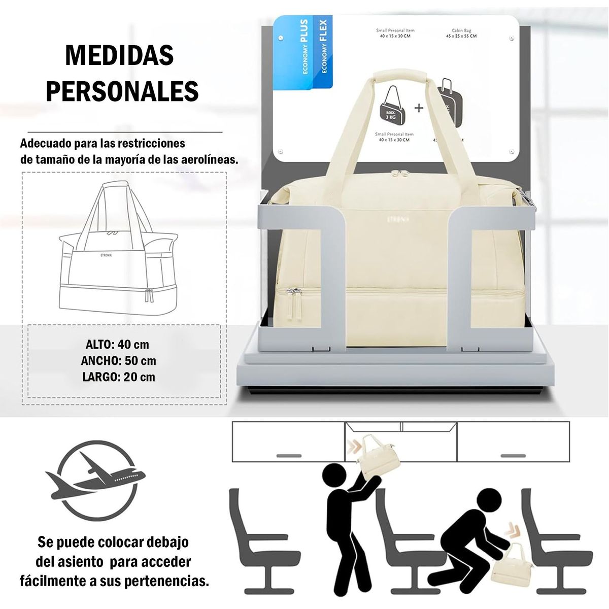 ONE PIXEL - Bolso De Viaje Deportiva Mujer Con Puerto De Carga USB