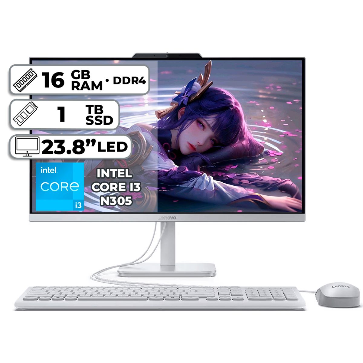 LENOVO - TODO EN UNO LENOVO AIO A100 INTEL CORE I3-N305 16GB RAM 1TB SSD 238 LED