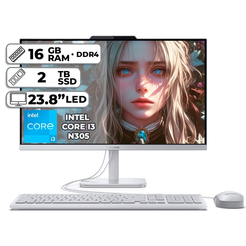 LENOVO - TODO EN UNO LENOVO AIO A100 INTEL CORE I3-N305 16GB RAM 2TB SSD 238 LED
