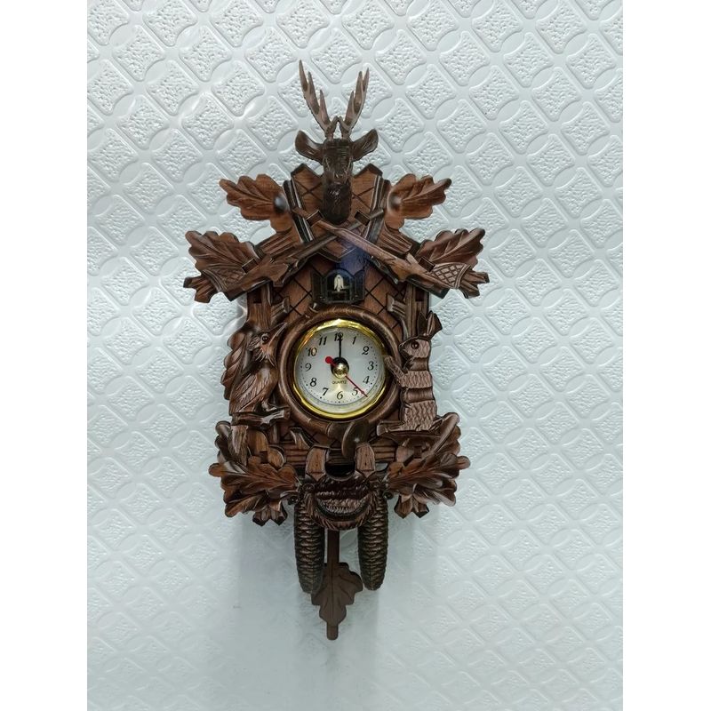 GENERICO - Reloj Cucu De Pared Tipo Antiguo Madera Pequeño Pila Cazador