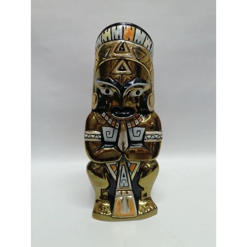 GENERICO - Escultura Precolombina Antiguo En Porcelana Y Laminilla