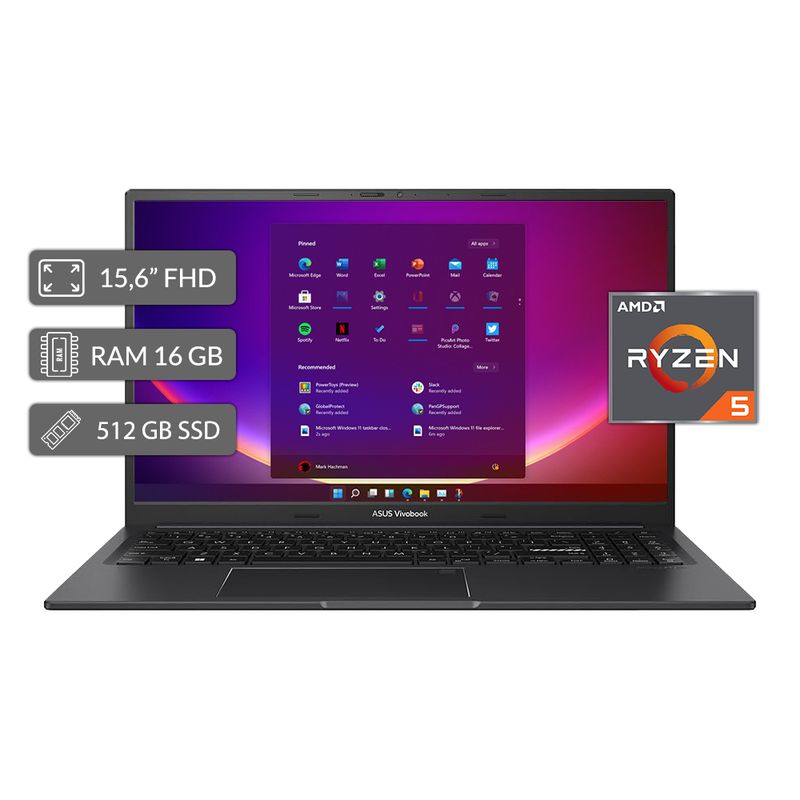ASUS - Portátil ASUS VIVOBOOK GO - AMD RYZ 5 7520U - 16GB - M.2 512GB - 15,6″ FHD - Windows 11 Pro