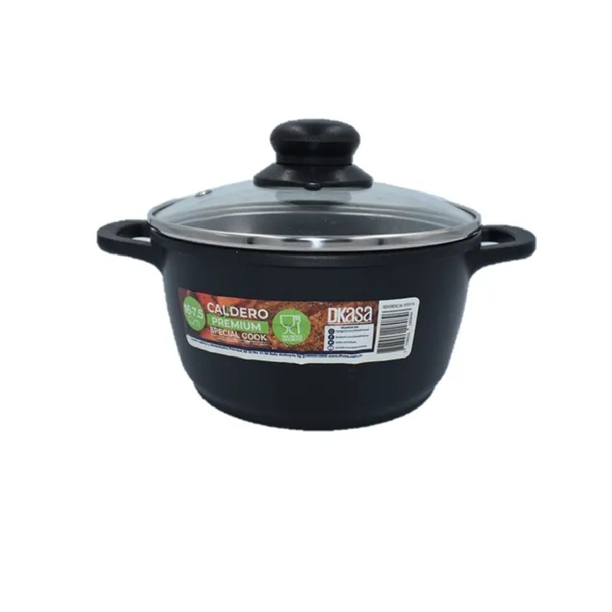 DKASA - Caldero Dkasa Antiadherente 16 x 7.5 Cm Negro FK9316