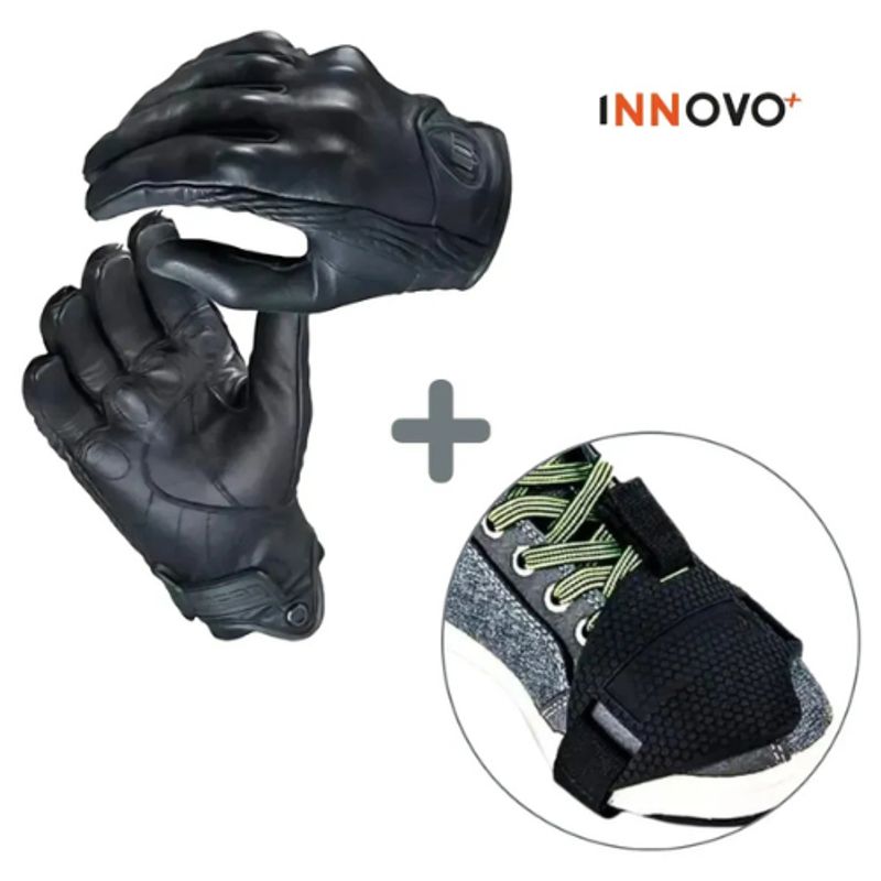 INNOVA - Combo Guantes Para Moto Icon Persuit Liso + Protector Zapato