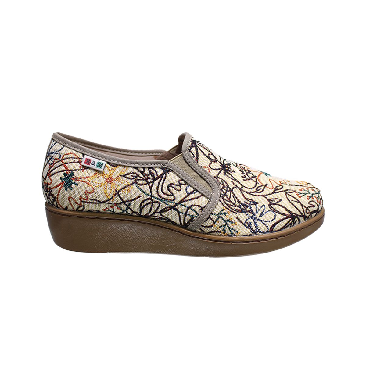ROMULO - Zapato Textil Mocasín Tacón Corrido Romulo