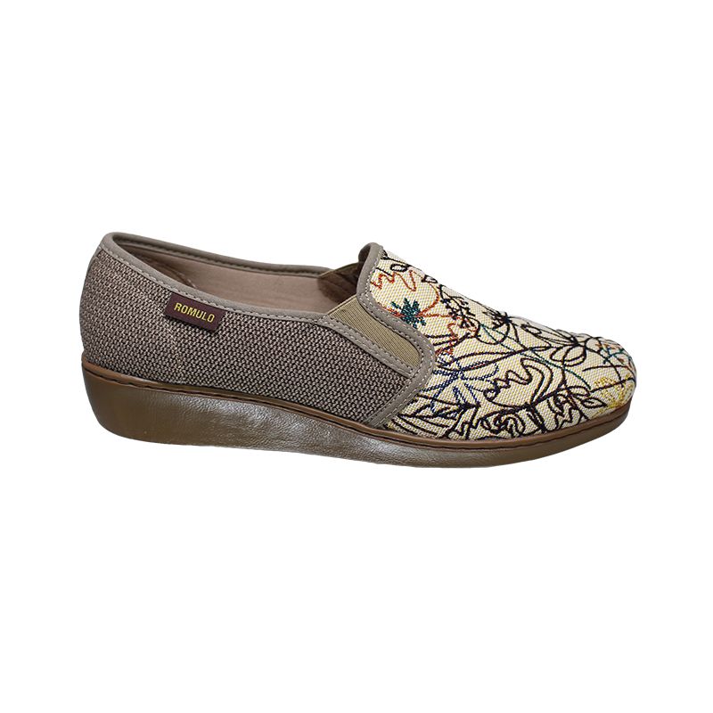 ROMULO - Zapato Textil Mocasín Tacón Corrido Romulo