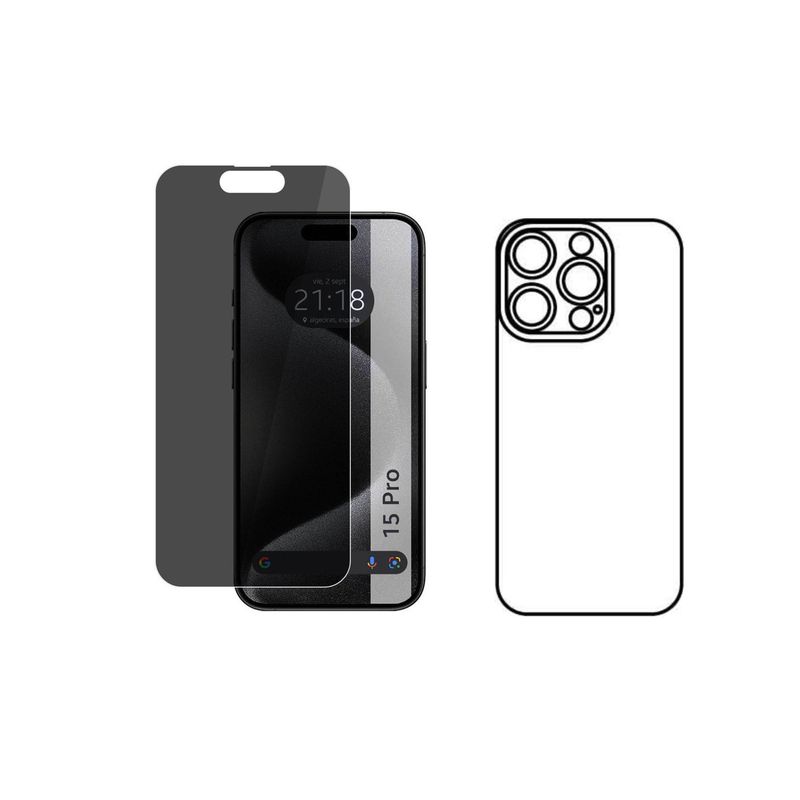 GENERICO - Protector Antiespia +Trasero en Hidrogel Para iPhone 15 Pro