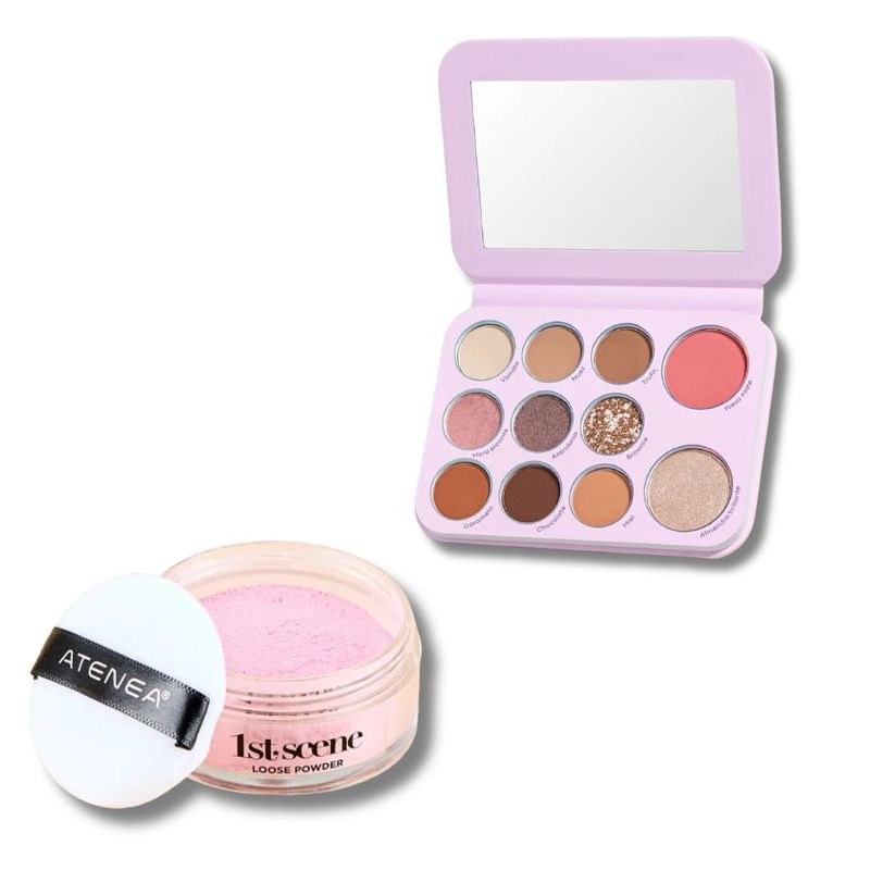 GENERICO - Polvo Suelto Rosado + Paleta Sombras 9en1 - Belleza y Versatilidad en un Solo Set