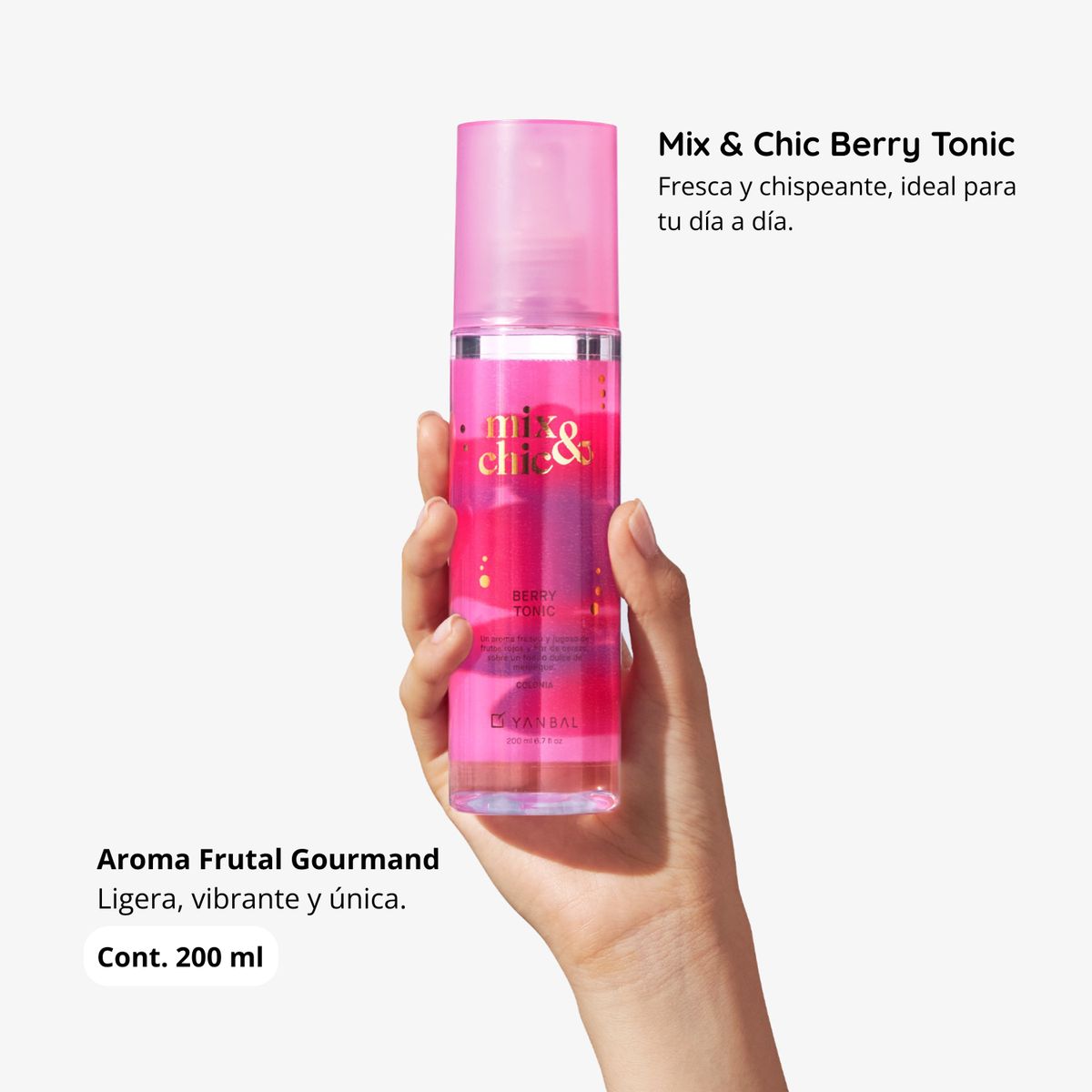 YANBAL - Colonia Body Splash Para Mujer Mix & Chic Berry Tonic Aroma Frutal 200 ml