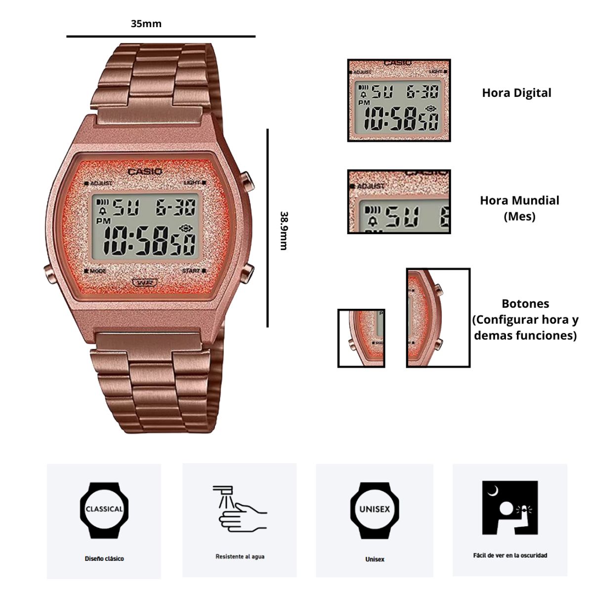 CASIO - Reloj Casio B640WCG-5 Diseño Clasico