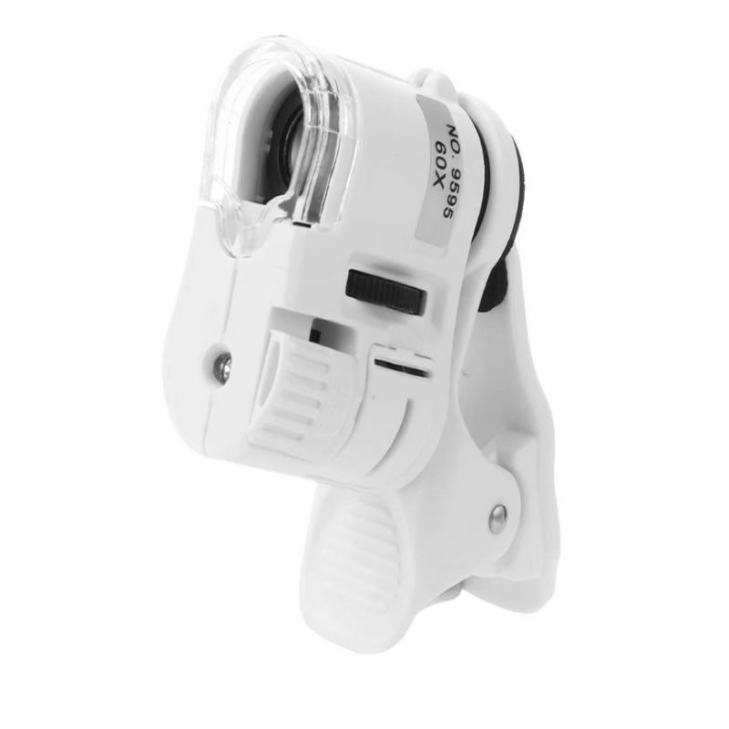GENERICO - Lupa 60x con clip aumento celular led luz uv mini microscopio