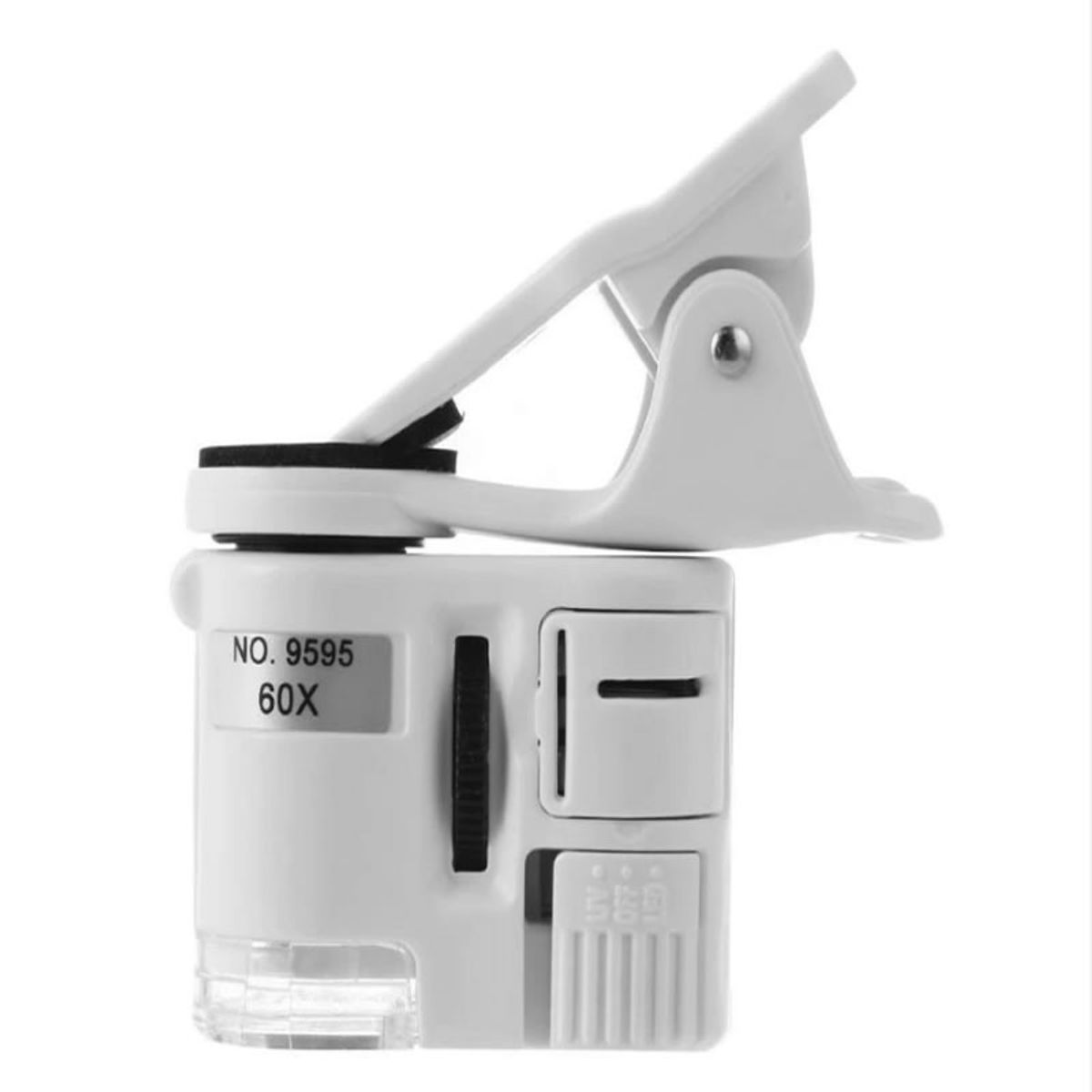 GENERICO - Lupa 60x con clip aumento celular led luz uv mini microscopio