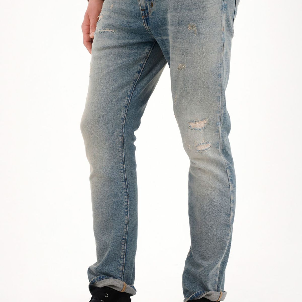 TENNIS - Jean Nudy de tiro medio con rotos y desgastes para hombre
