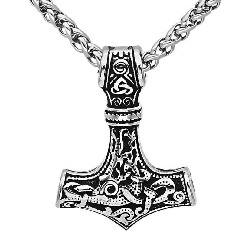 GENERICO - Collar para Hombres colgante Vikingo Thor Martillo Nórdico de Acero