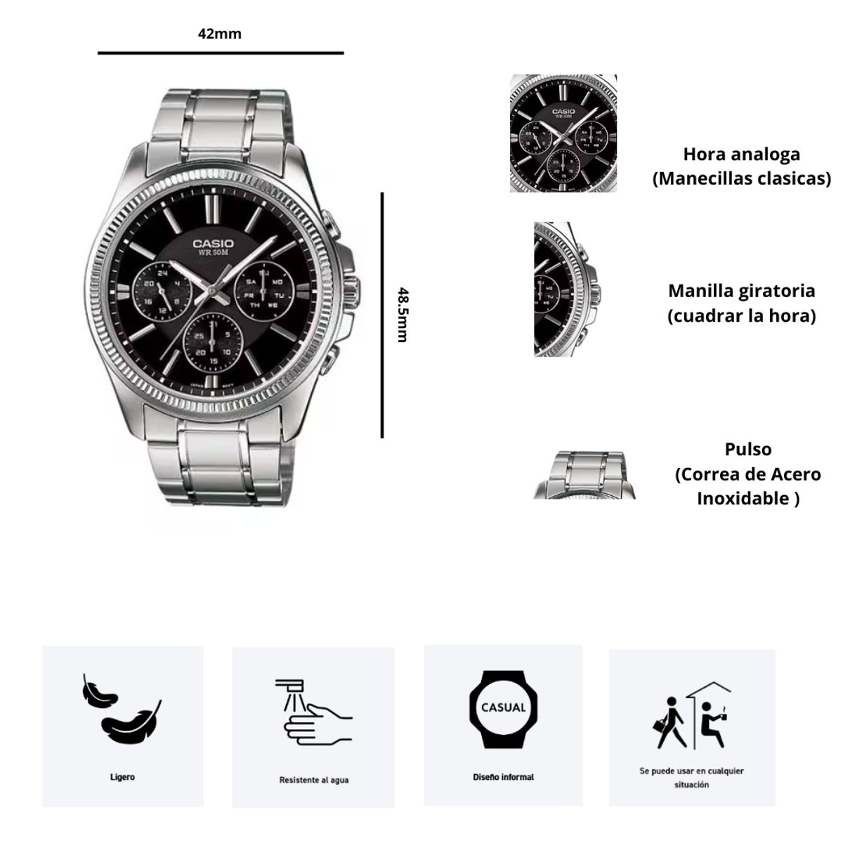 CASIO - Reloj Casio MTP-1375D-1AV Diseño Casual